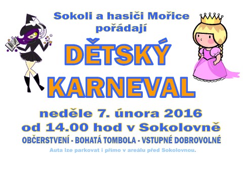 Plakát dětský karneval Mořice 2016